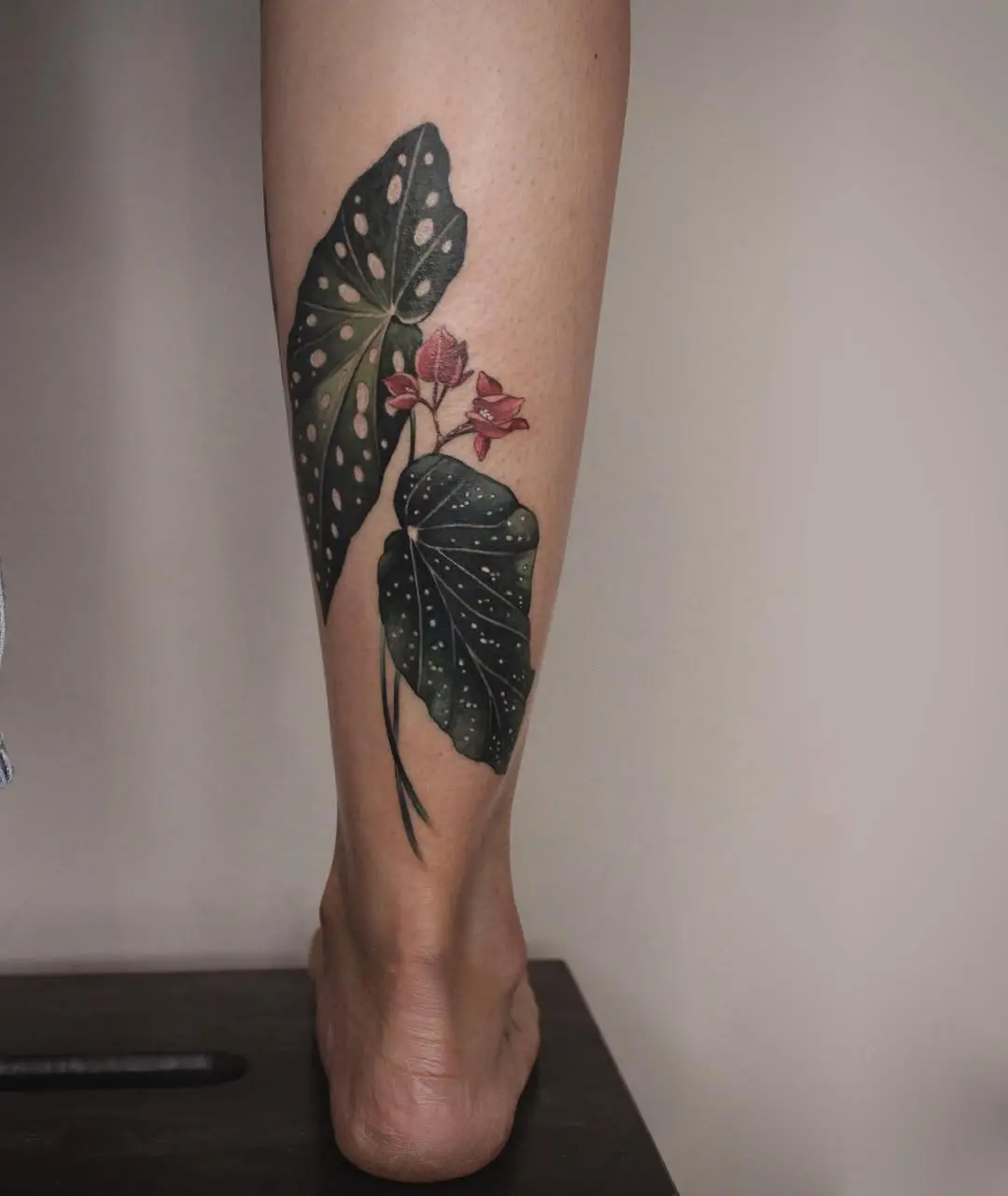Stunning Begonia Tattoo on Ankle