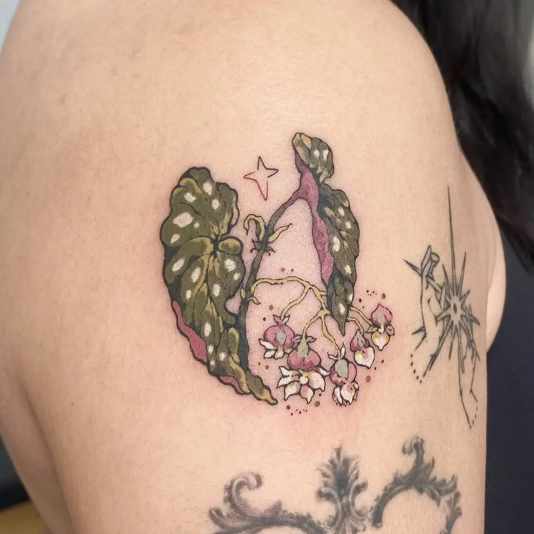 Artistic Begonia Tattoo with Delicate Blossoms