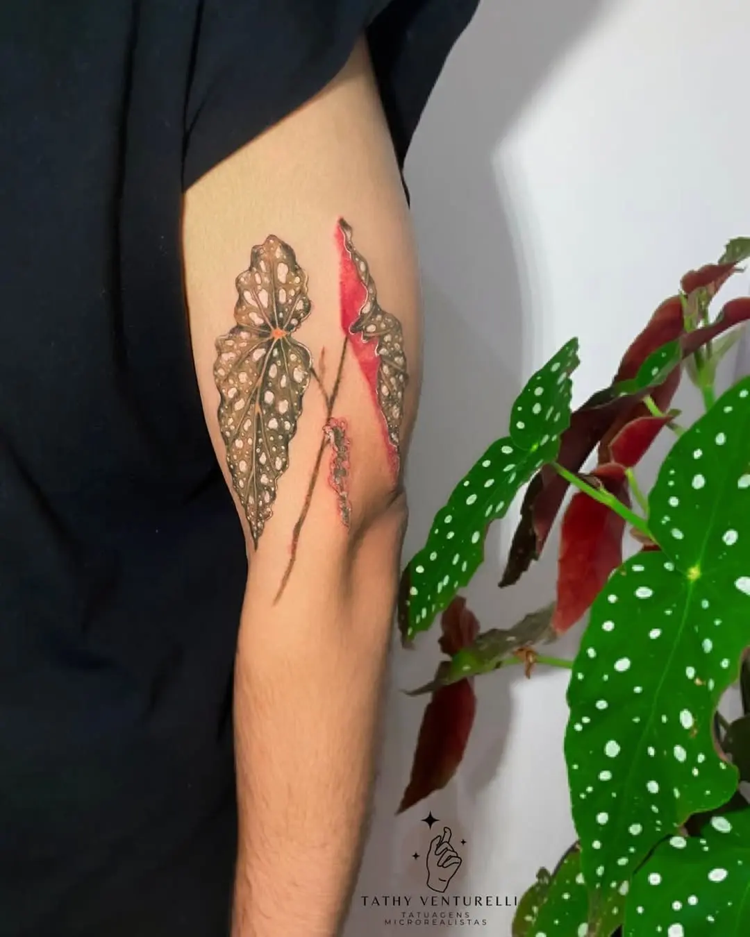 Vibrant Begonia Tattoo with Bold Colors