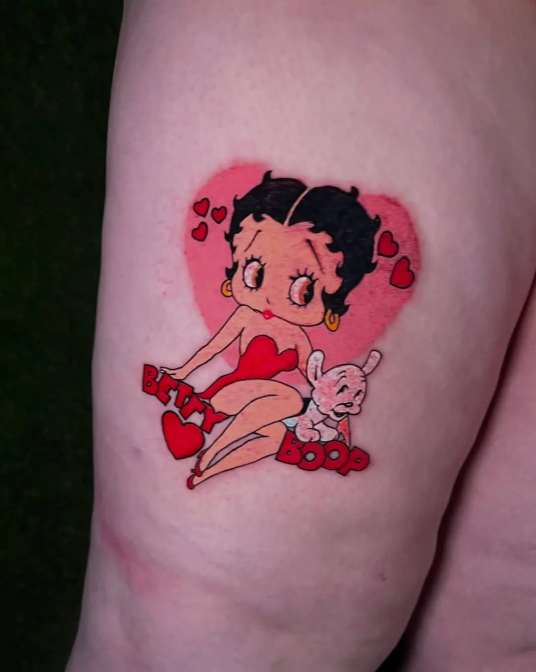 Charming Betty Boop Tattoo with Heart Theme