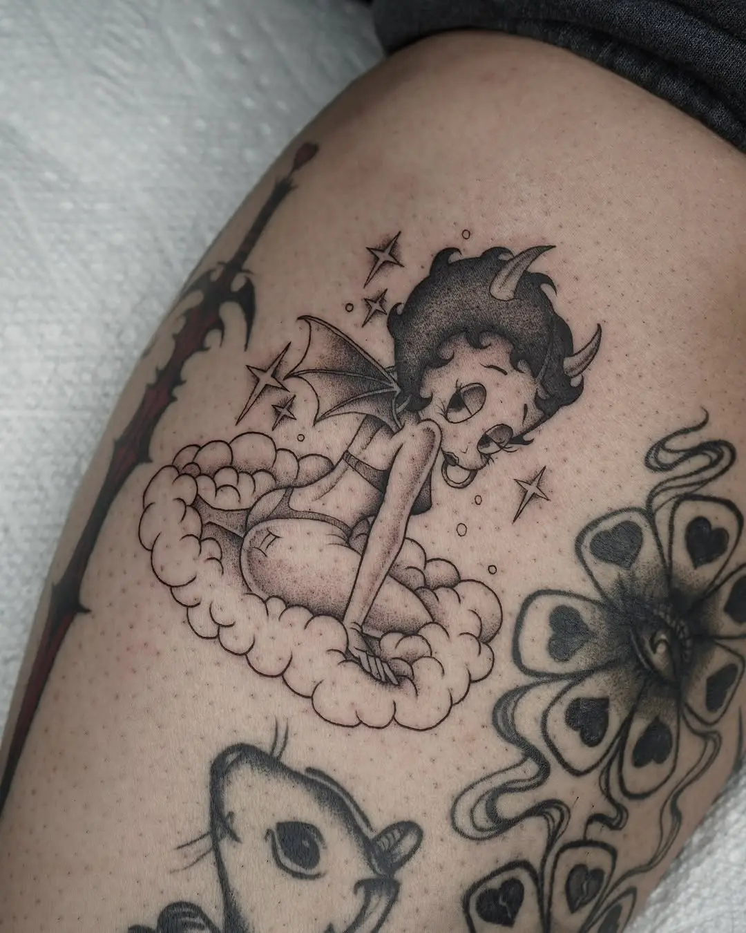 Charming Betty Boop Tattoo with Wings