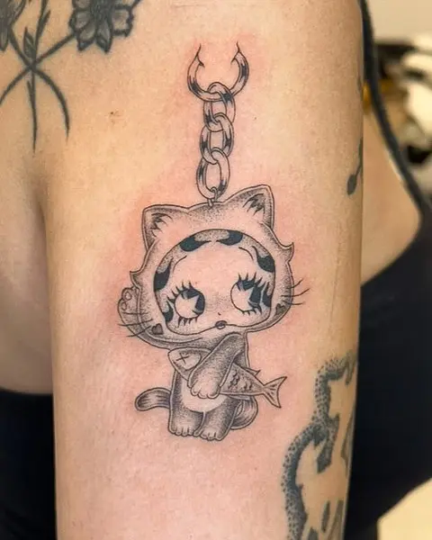 Charming Betty Boop-Inspired Cat Tattoo Design