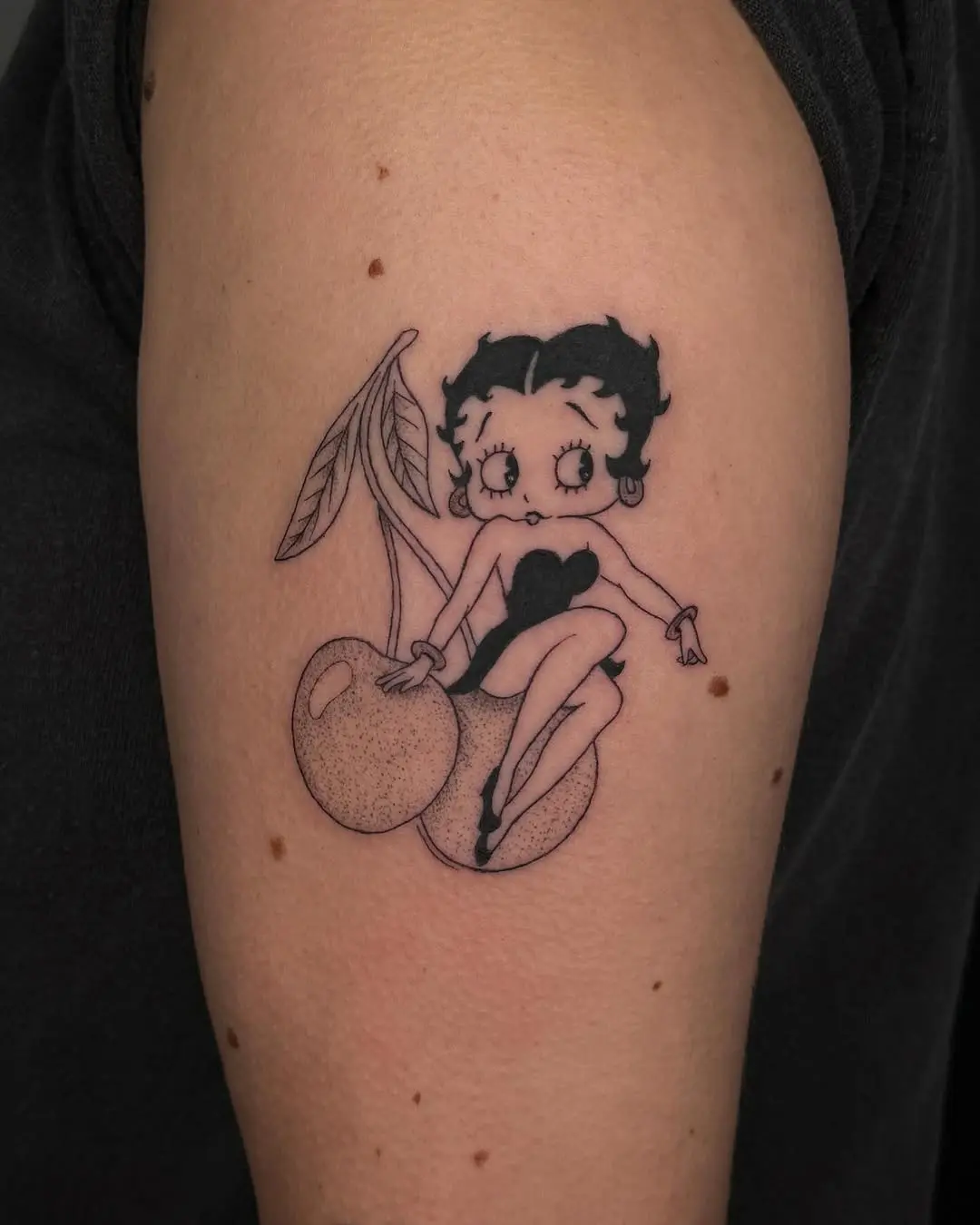 Charming Betty Boop Cherry Tattoo Design