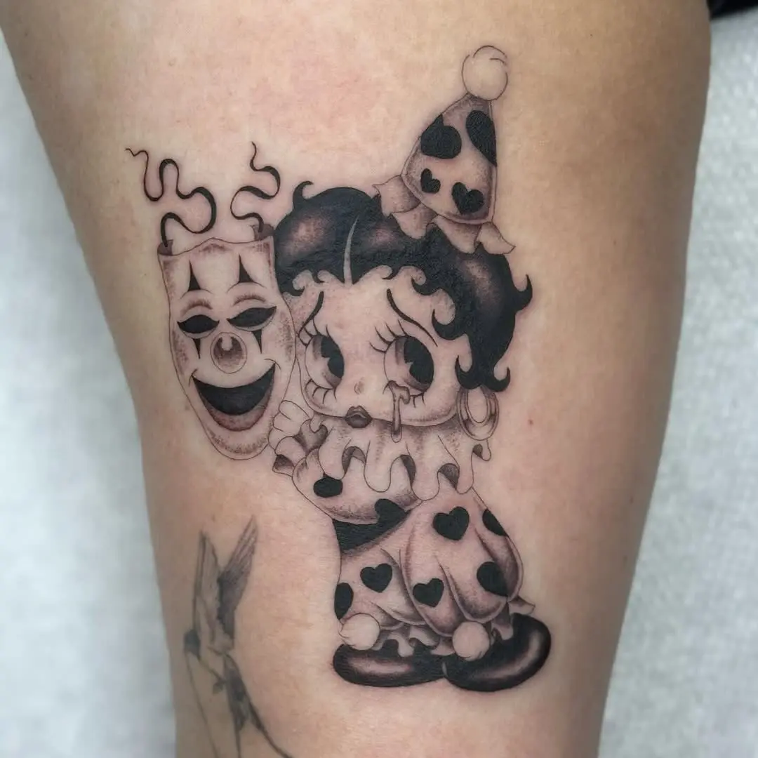 Playful Betty Boop Clown Tattoo Design