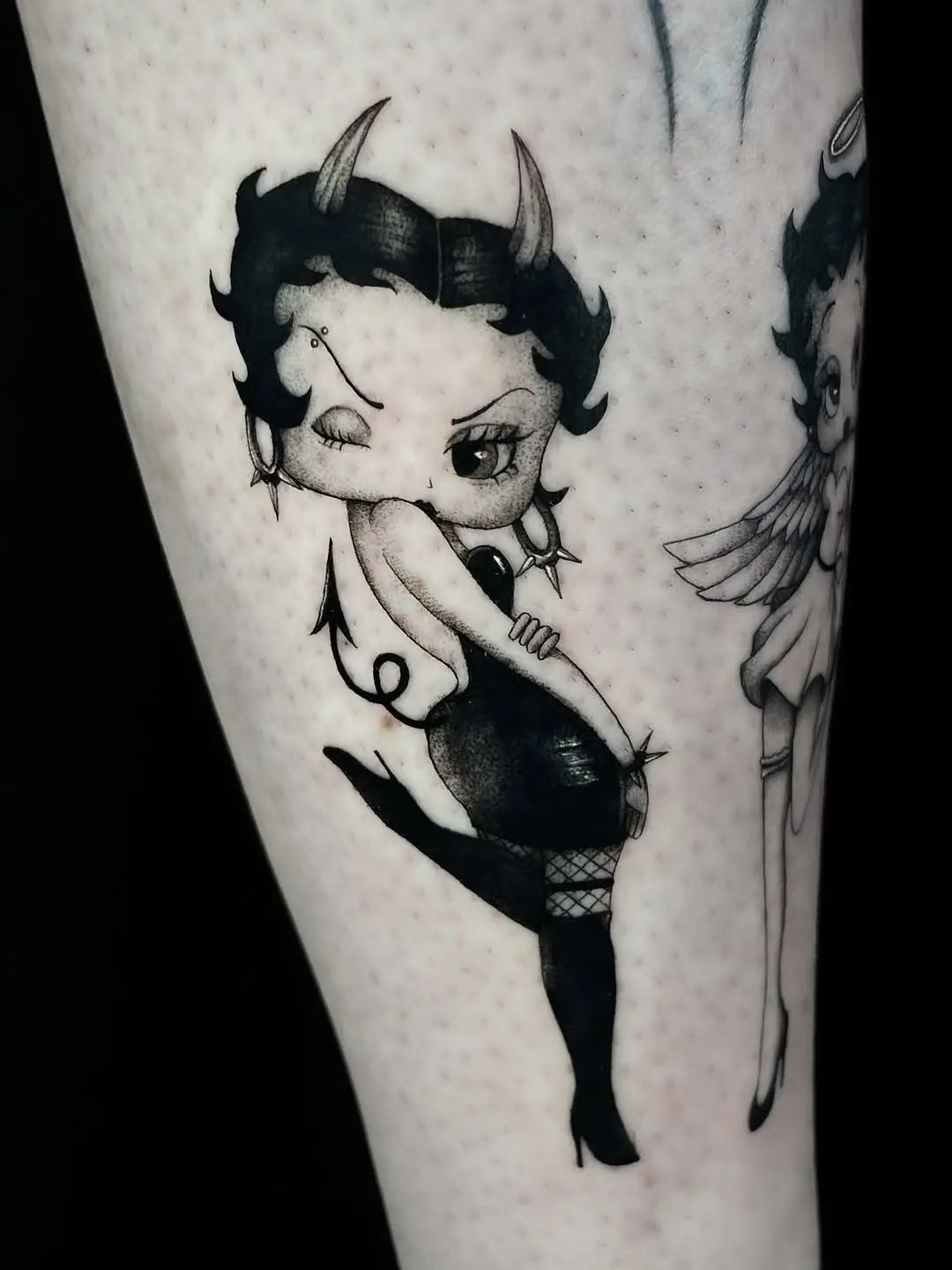 Chic Betty Boop Tattoo with Gothic Flair