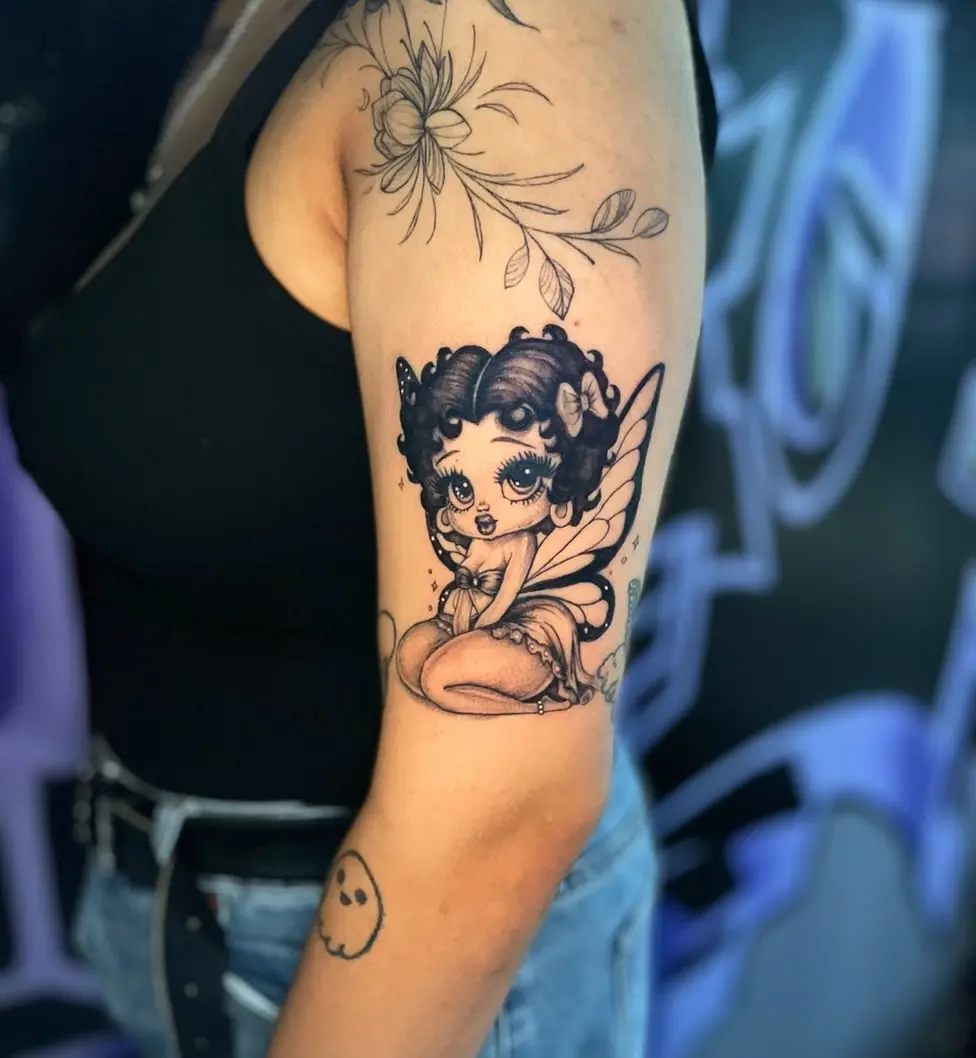 Charming Betty Boop Fairy Tattoo on the Arm