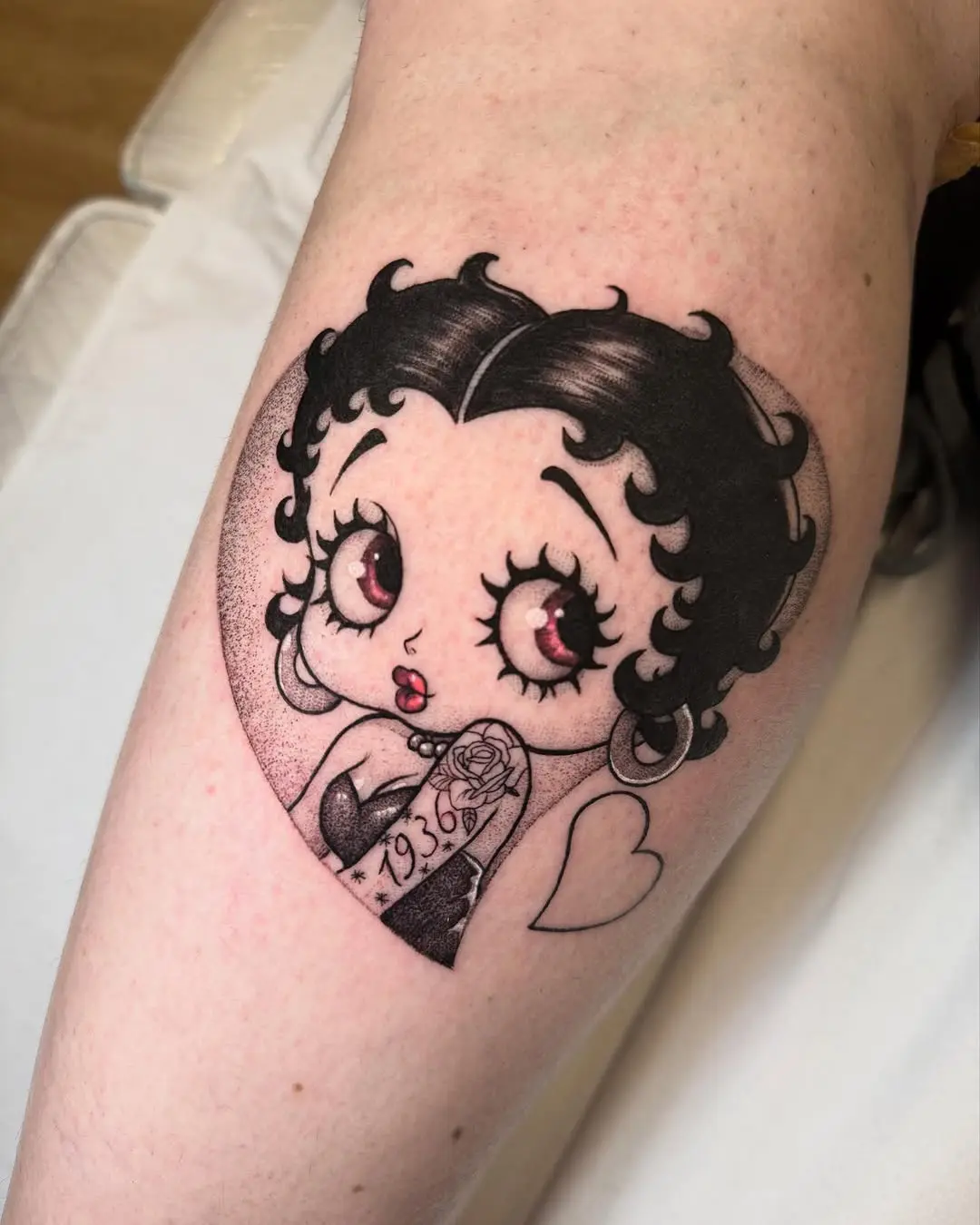 Charming Betty Boop Tattoo Design with Heart