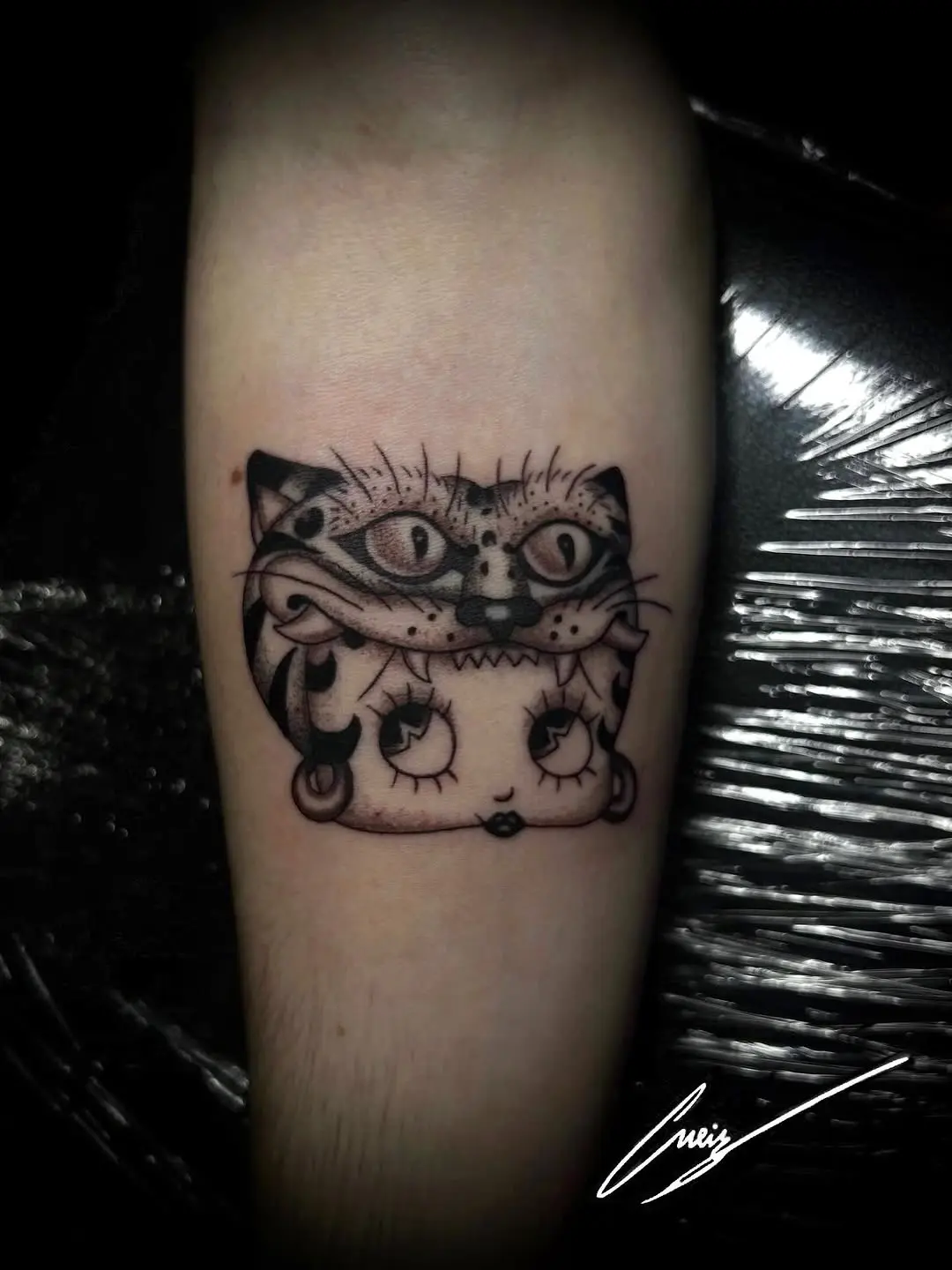 Unique Betty Boop Cat-Inspired Tattoo Design