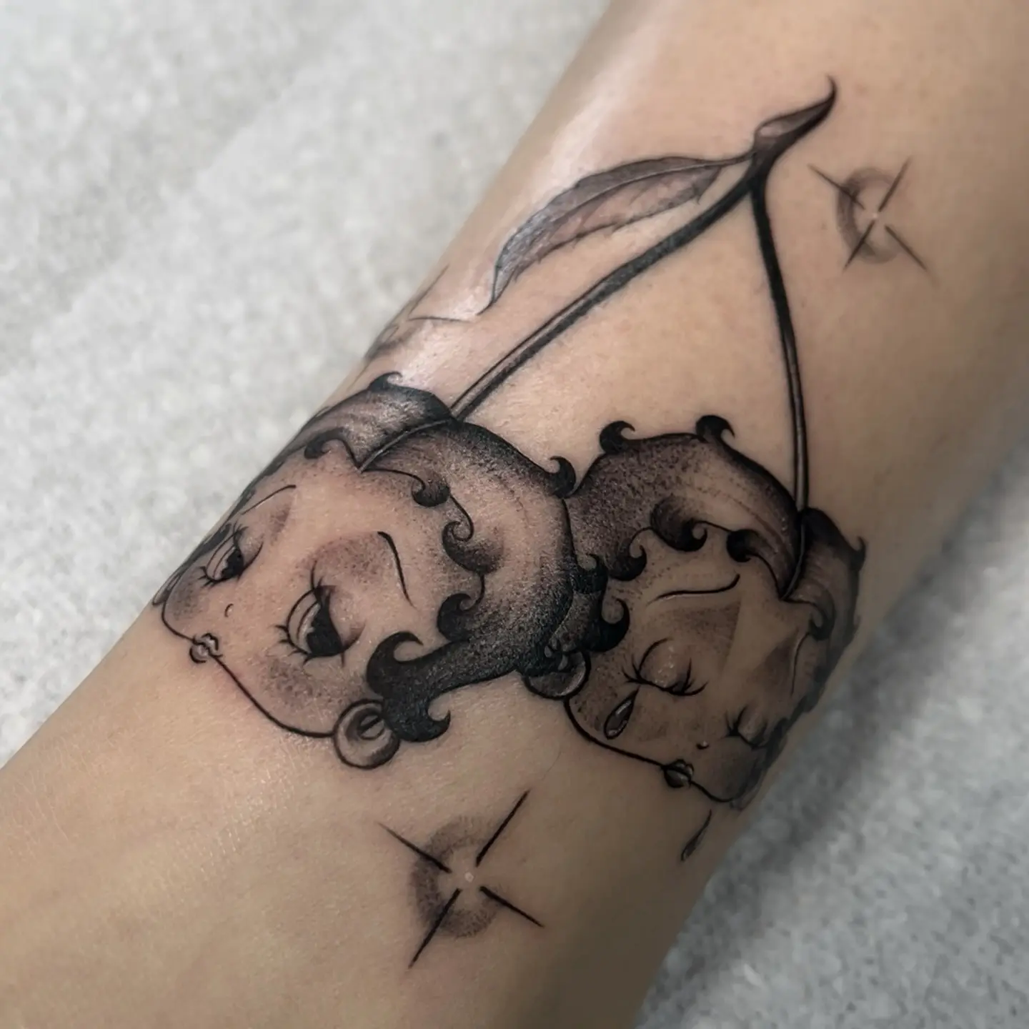 Charming Betty Boop Cherry Tattoo Design