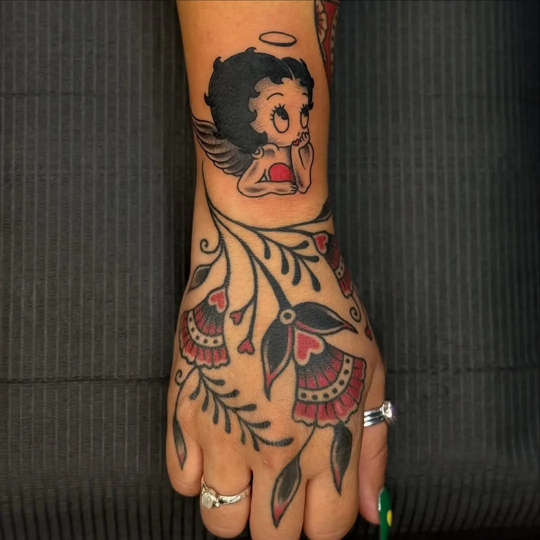 Charming Betty Boop Angel Tattoo Design