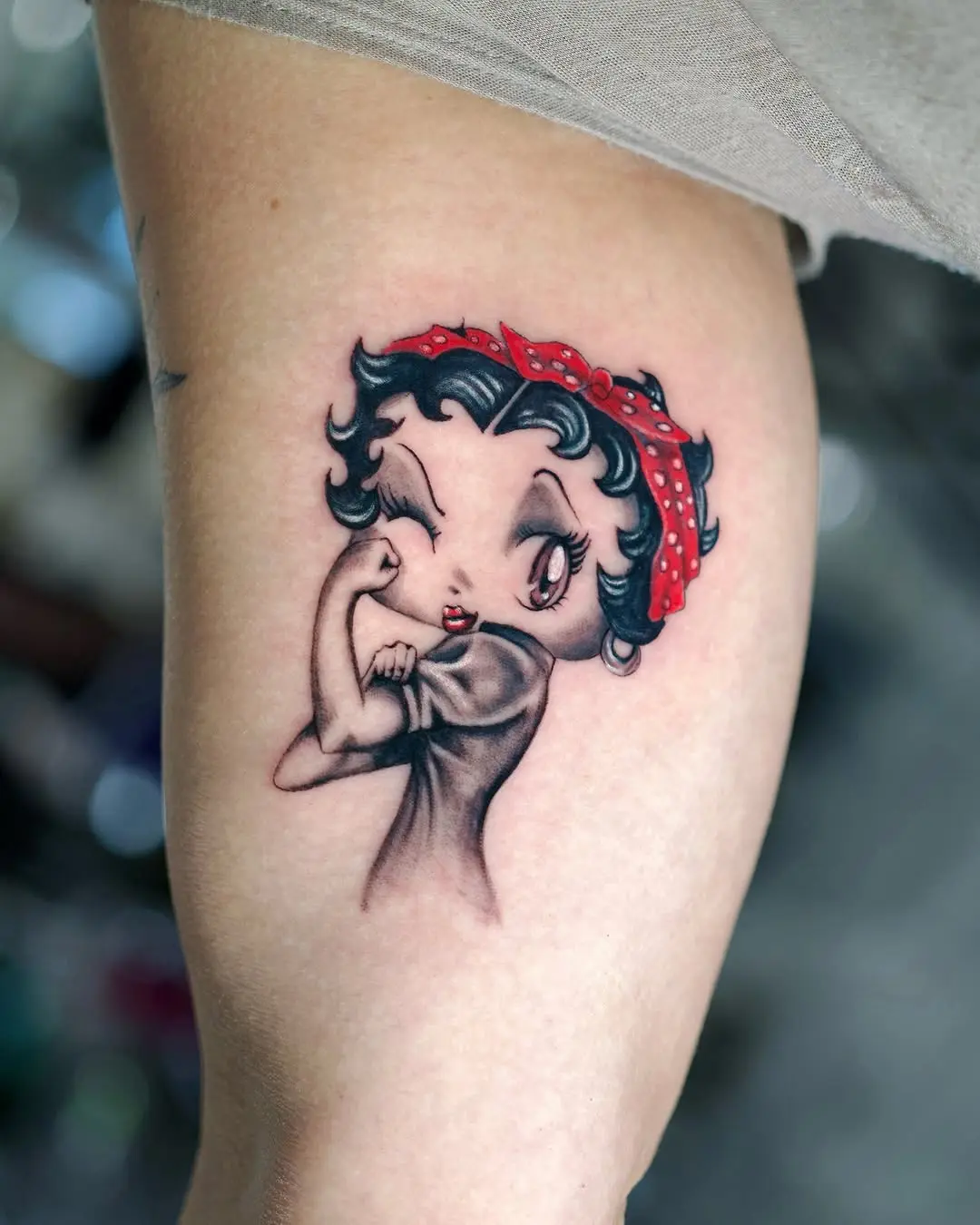Stylish Betty Boop Tattoo with Red Headband