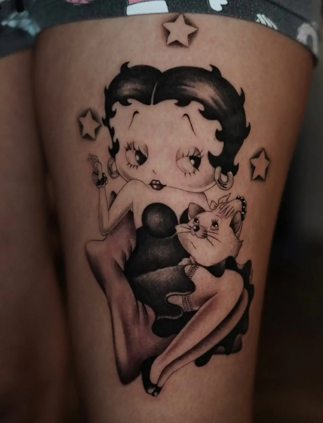 Charming Betty Boop Tattoo Design with Cat