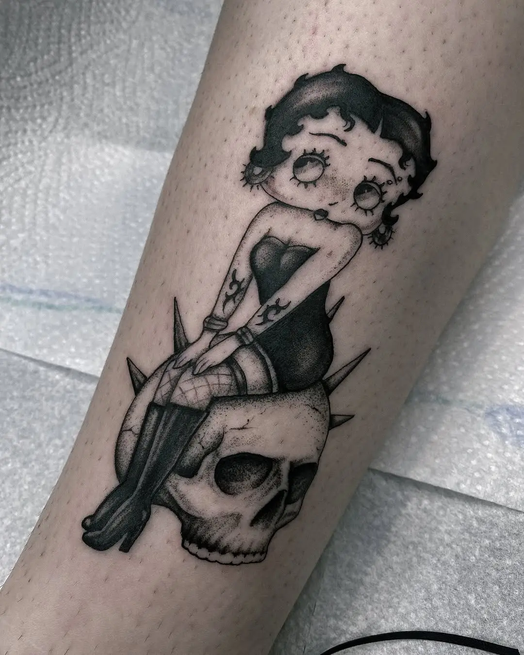 Unique Betty Boop Skull Tattoo Design