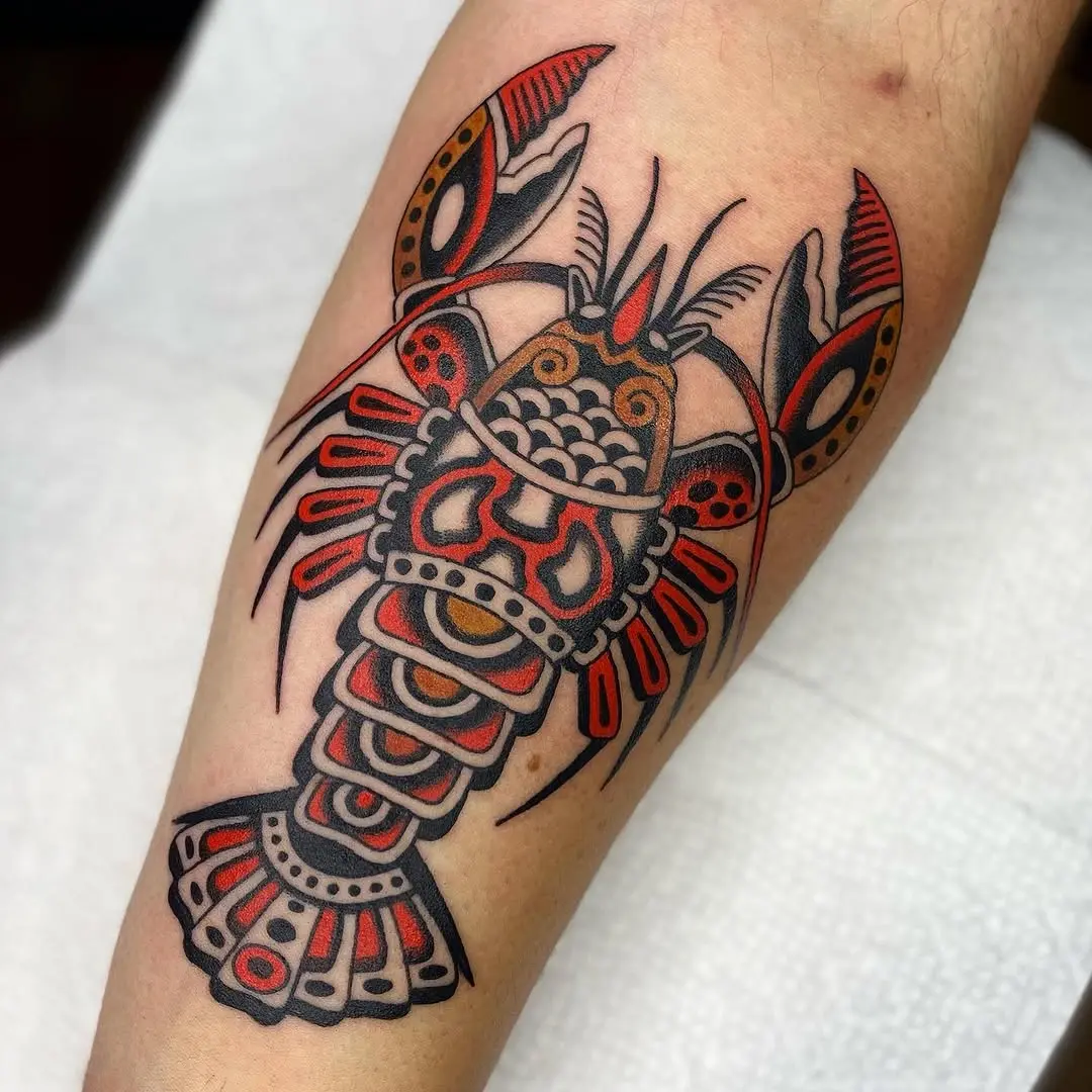 Bold Lobster Tattoo in Tribal Style