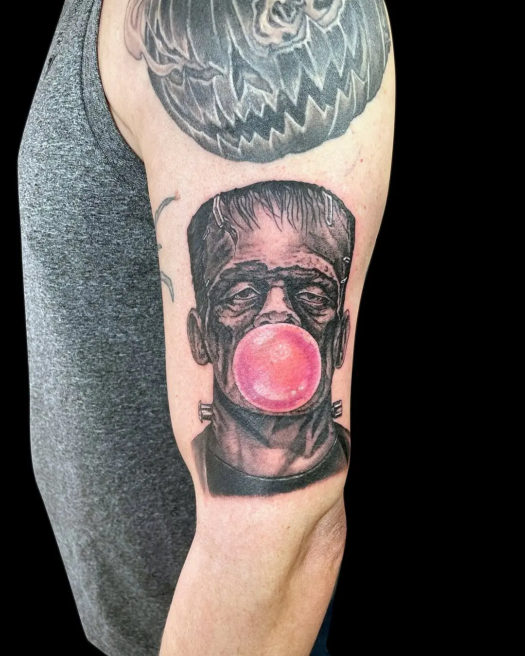 Frankenstein with Bubble Gum Tattoo Artistry