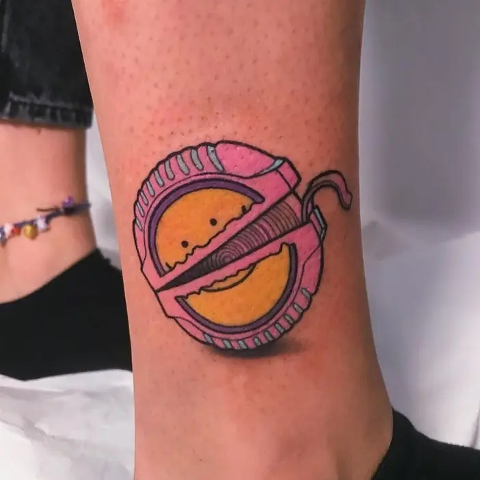 Cute macaron tattoo with bubble gum vibes