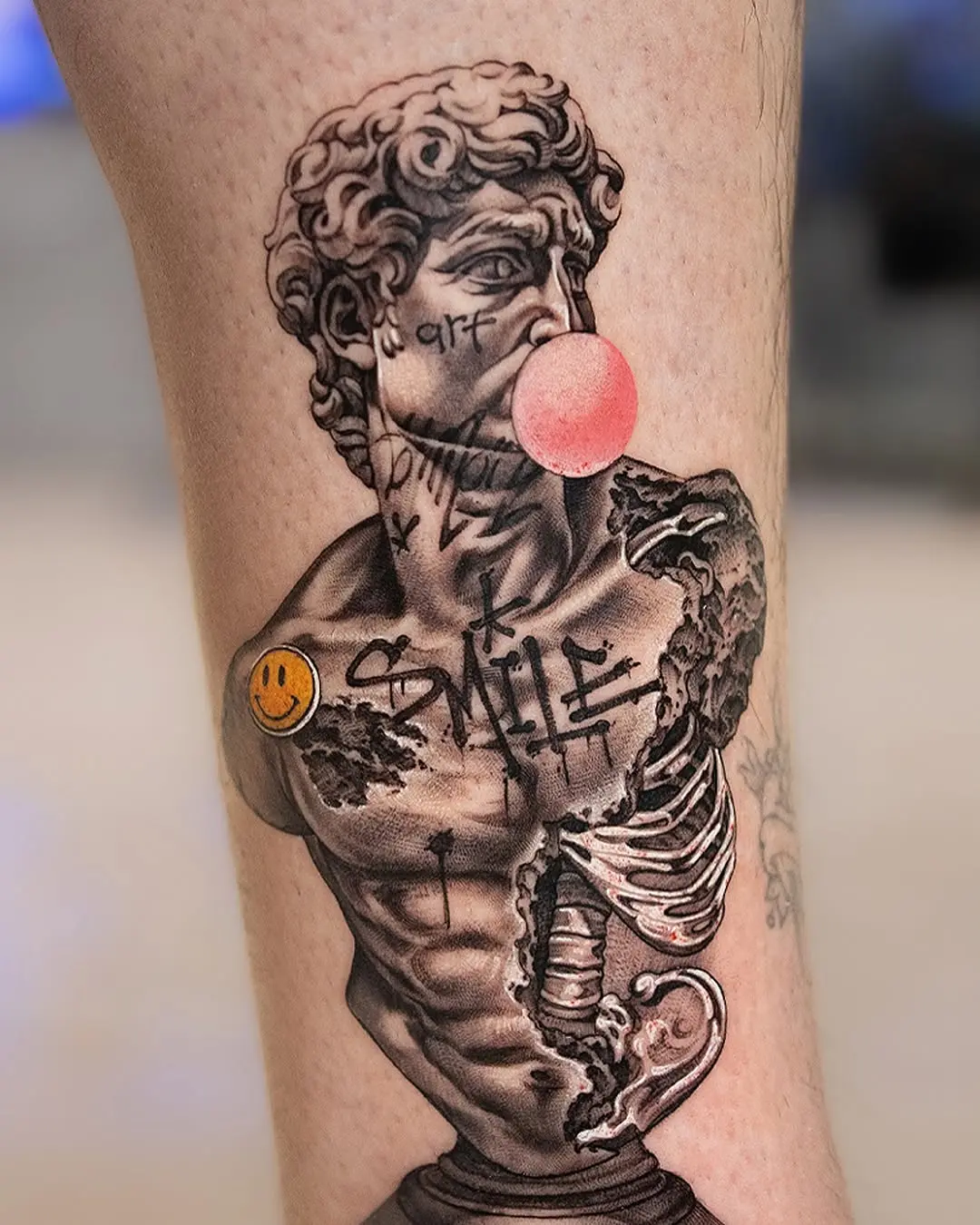 Playful twist on classical tattoo art