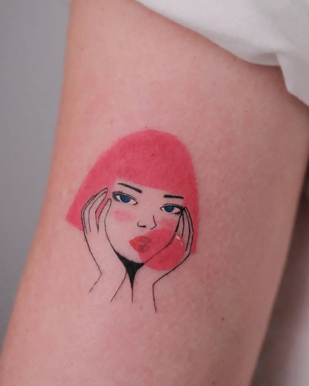 Charming bubble gum girl tattoo design