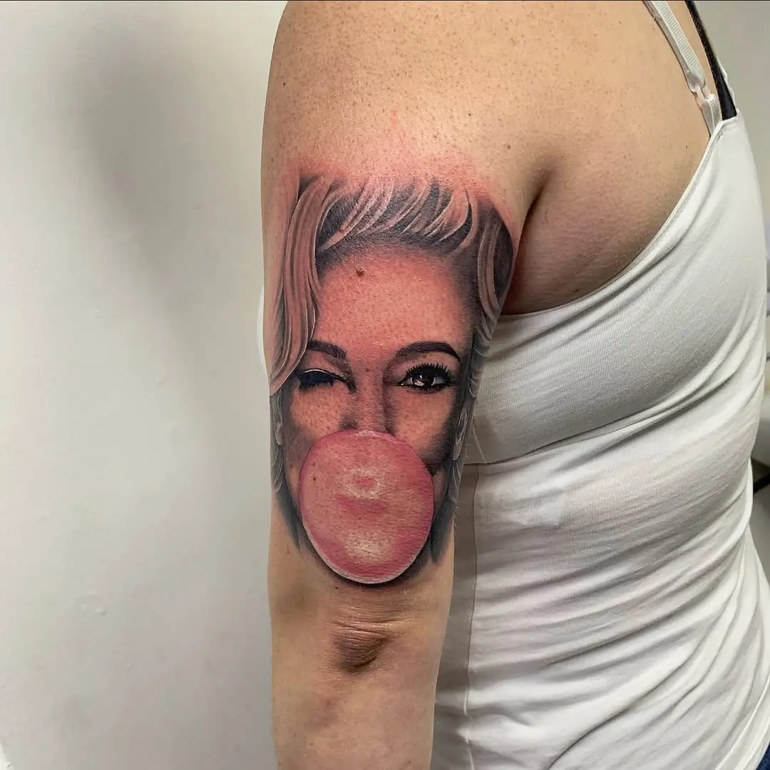 Bold and fun bubble gum tattoo design