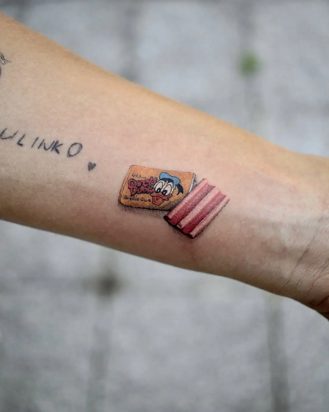 Whimsical vintage bubble gum tattoo design