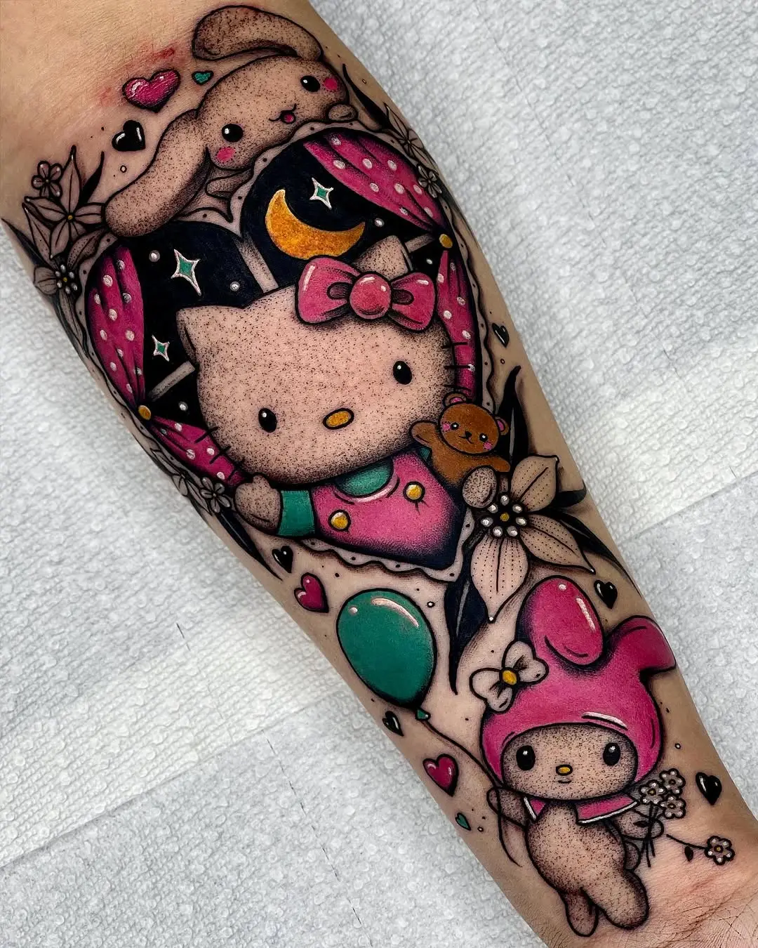 Adorable Hello Kitty and Friends Tattoo Design