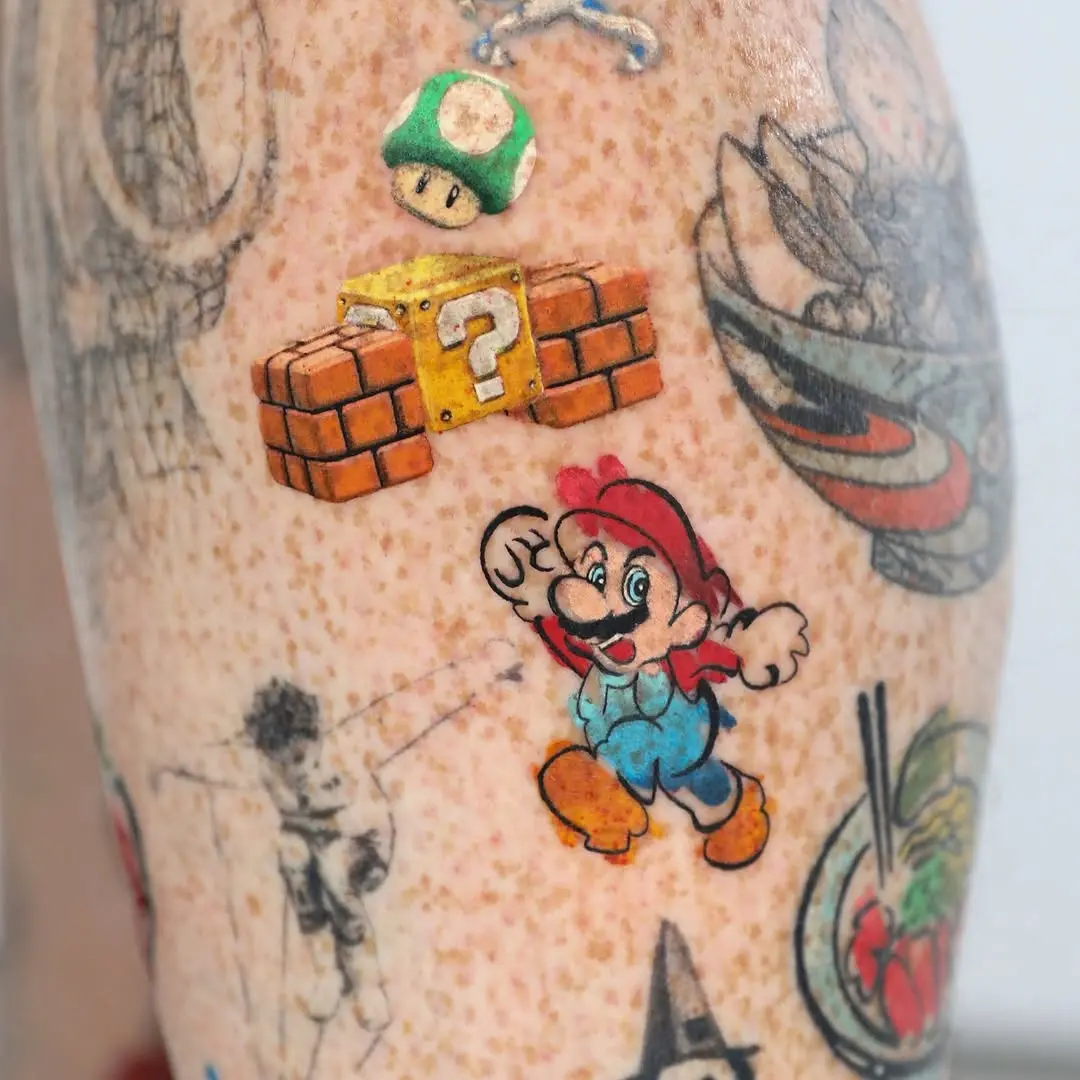 Playful Super Mario Tattoo Collection