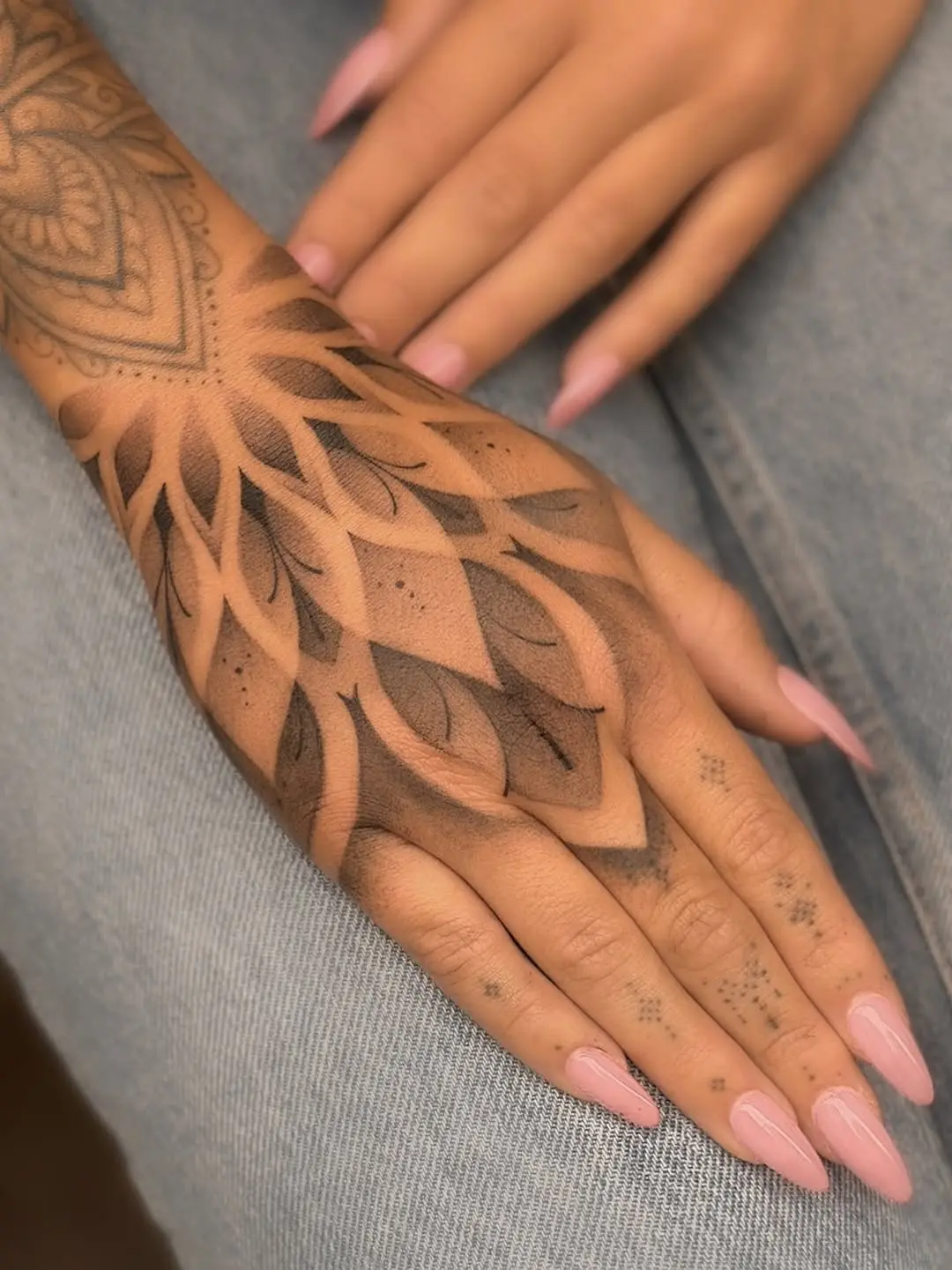 Intricate Dotwork Tattoo on Hand