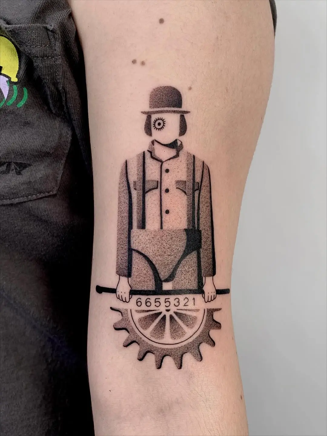 Intricate Mechanic-Themed Dotwork Tattoo