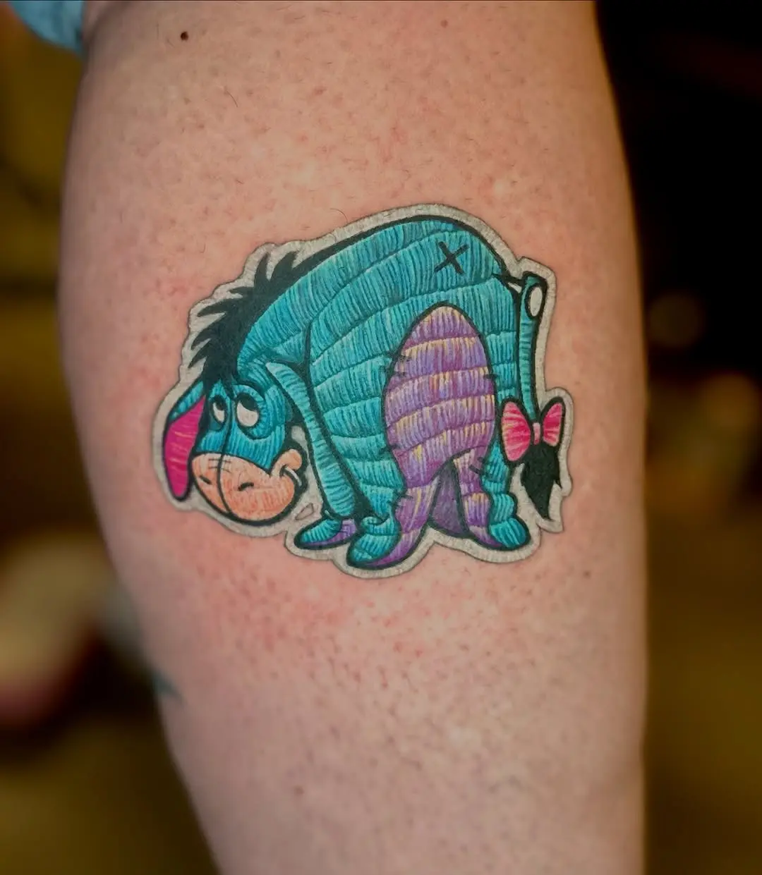 Colorful Eeyore Embroidery Tattoo Design