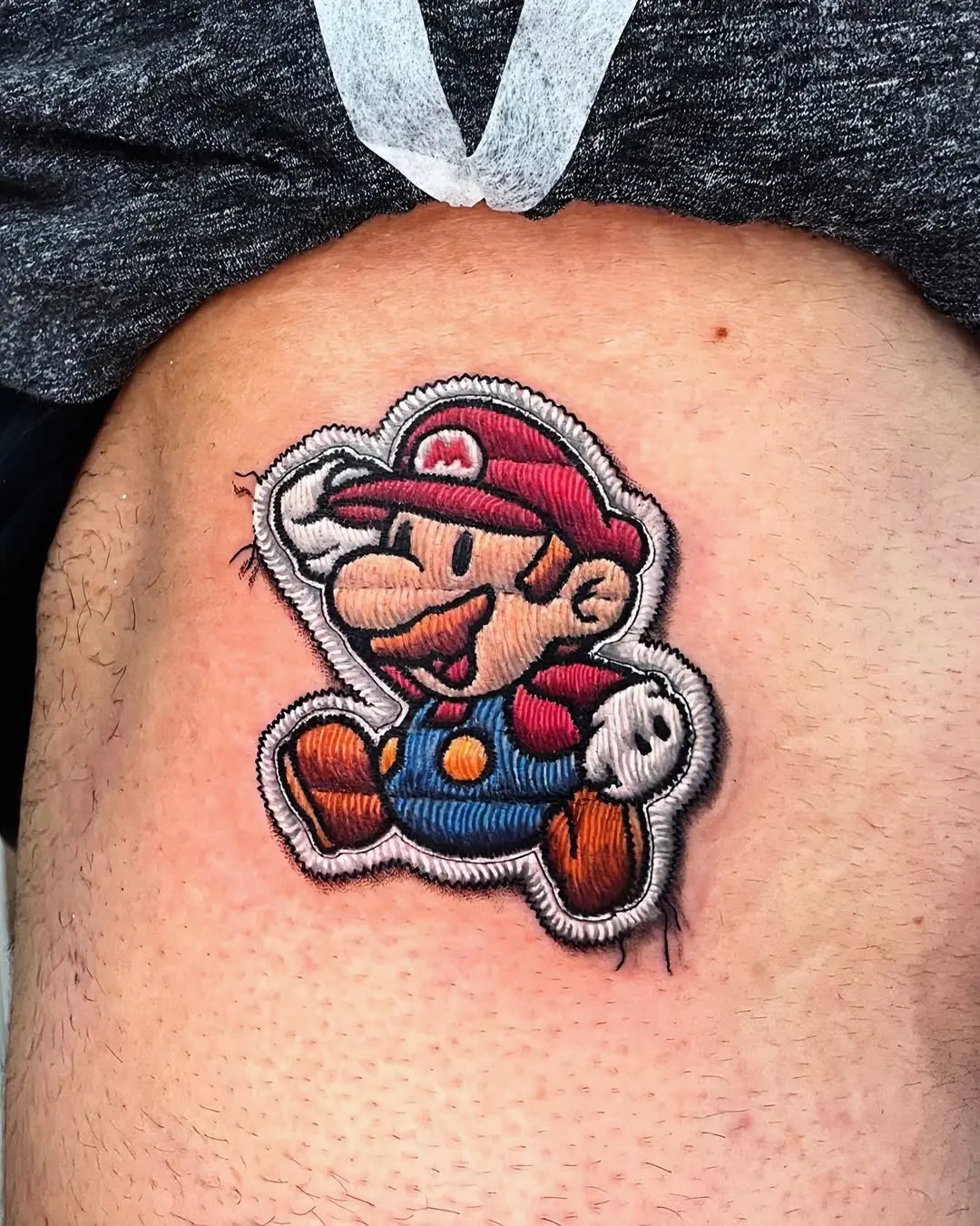 Playful Mario Embroidery Tattoo Embellishment