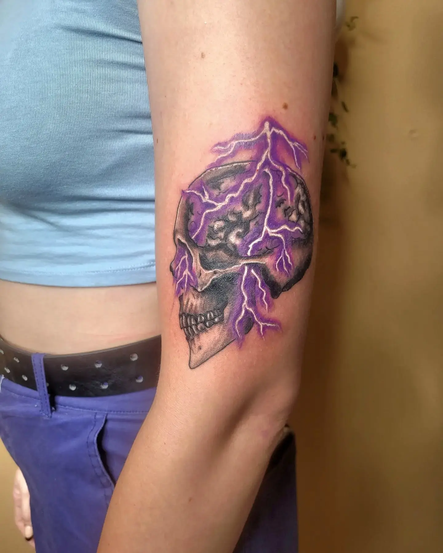Striking skull tattoo symbolizing epilepsy awareness