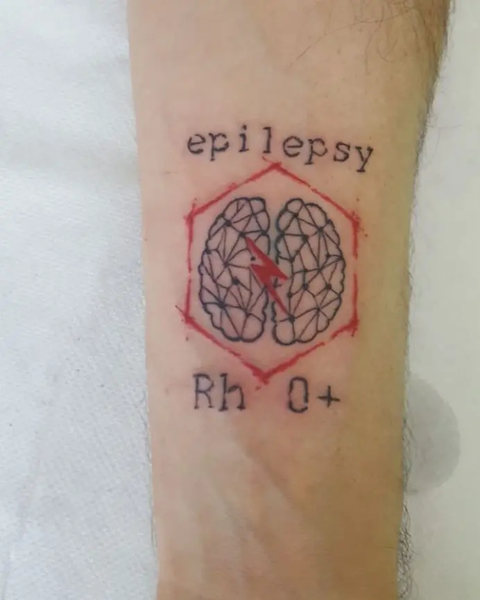 Symbolic Epilepsy Tattoo with Brain Design