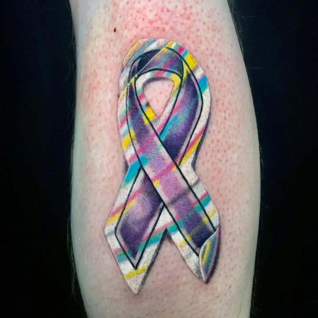Vibrant ribbon tattoo symbolizing epilepsy awareness