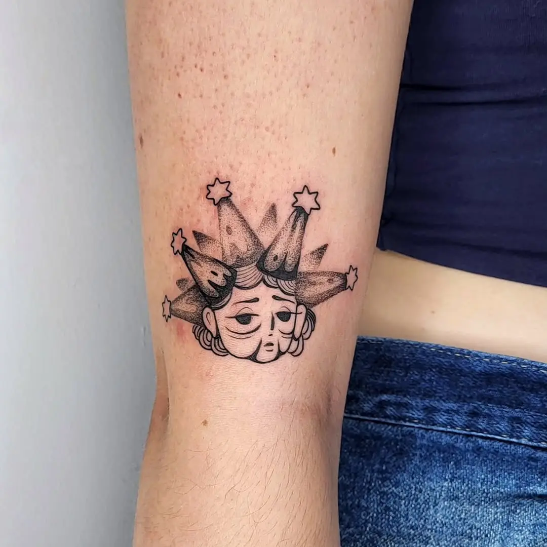 A whimsical grandmother tattoo with party vibes