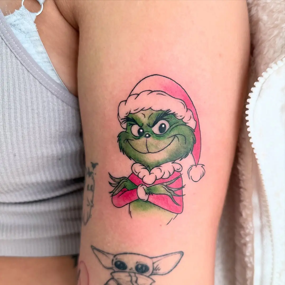 Playful Grinch Design with Santa Hat