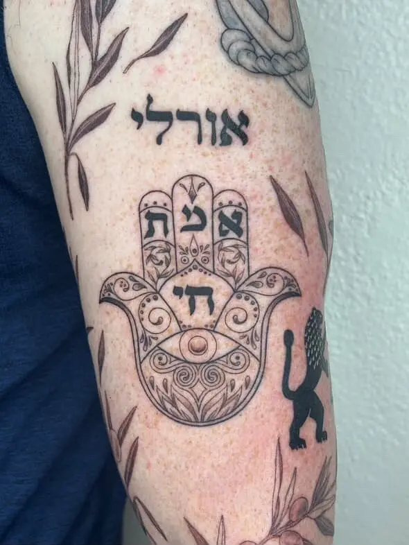 Meaningful Hebrew Hamsa Tattoo Design