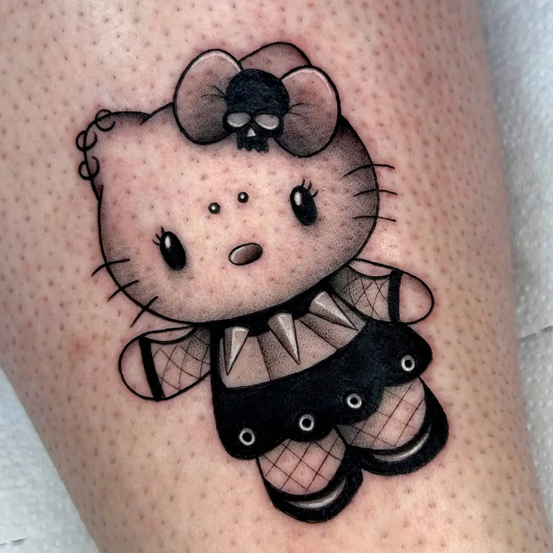Gothic Hello Kitty Tattoo with Edgy Vibes