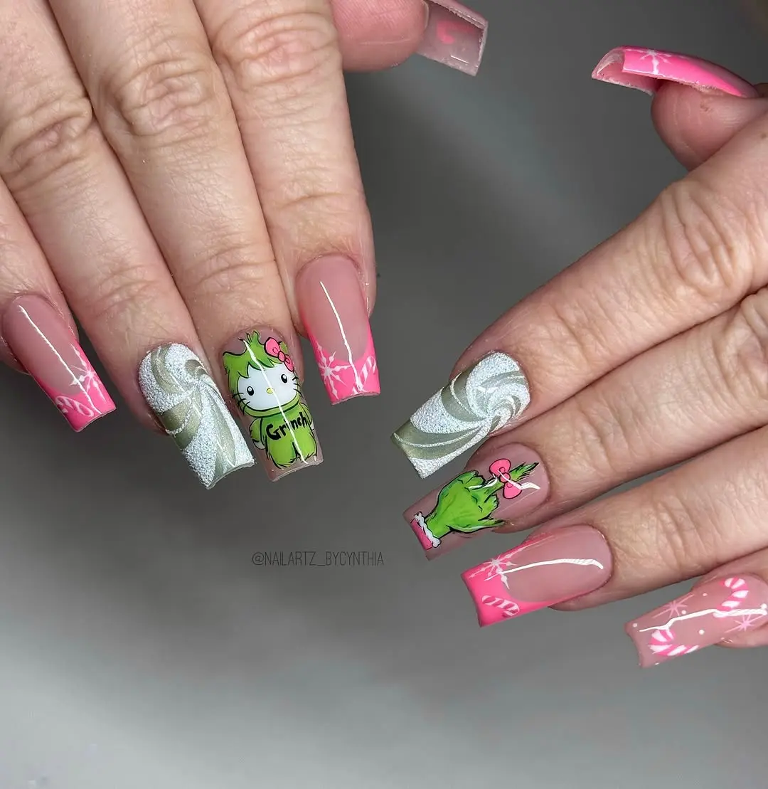 Charming Hello Kitty-Inspired Nail Art