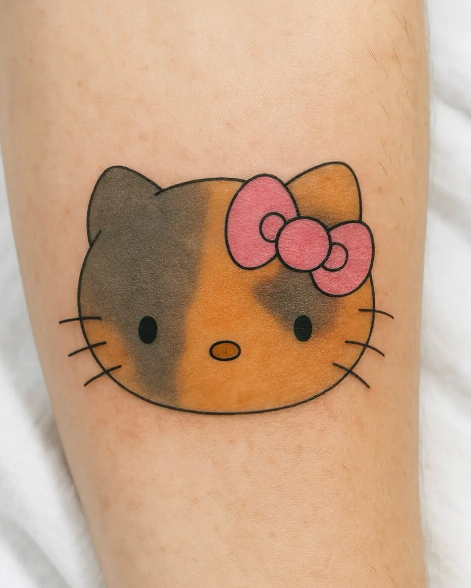 Adorable Hello Kitty Tattoo with a Fun Twist