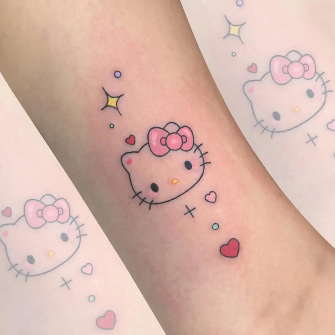 Adorable Hello Kitty Tattoo with Whimsical Touch