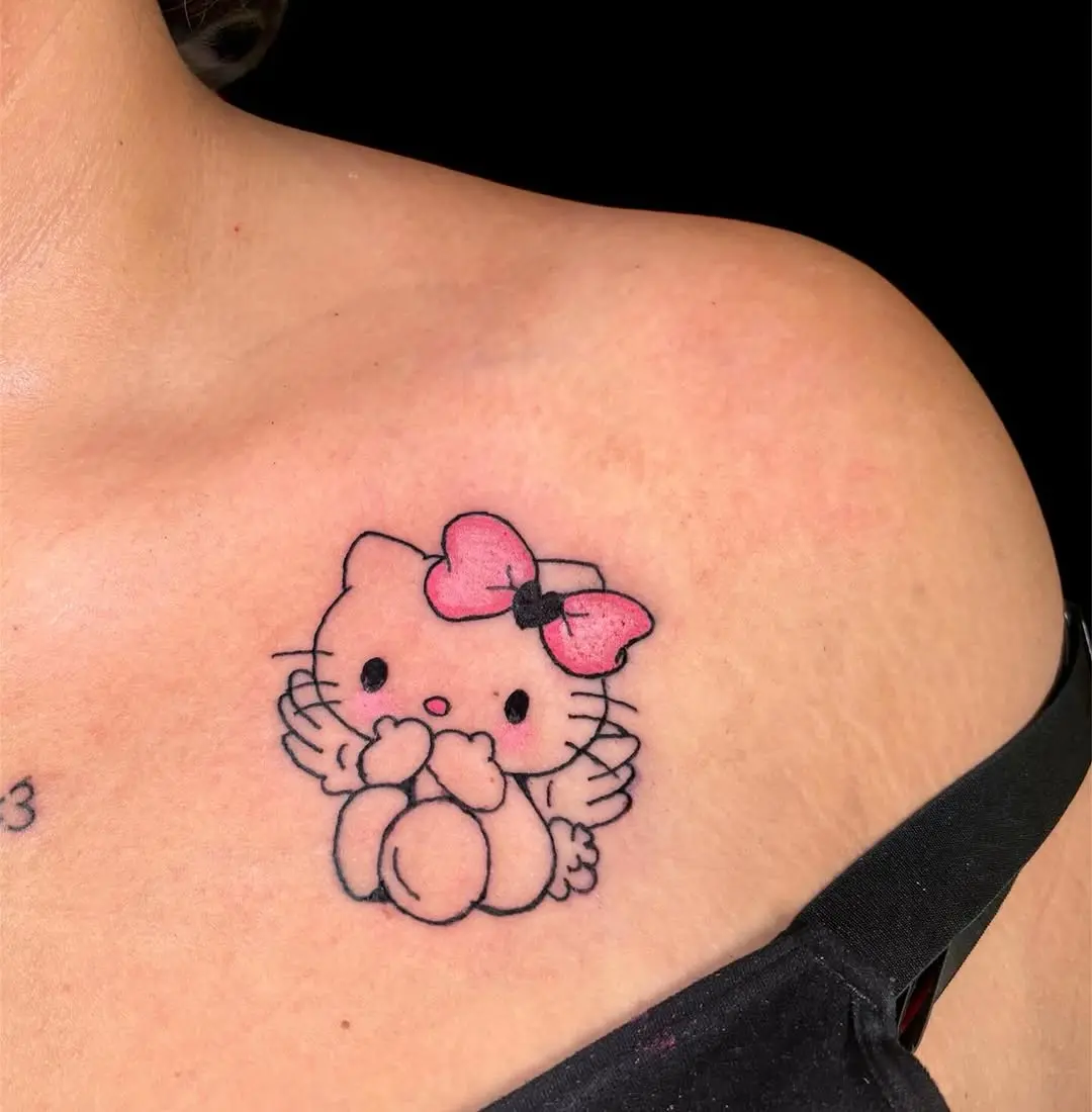Adorable Hello Kitty Tattoo with Sweet Wings