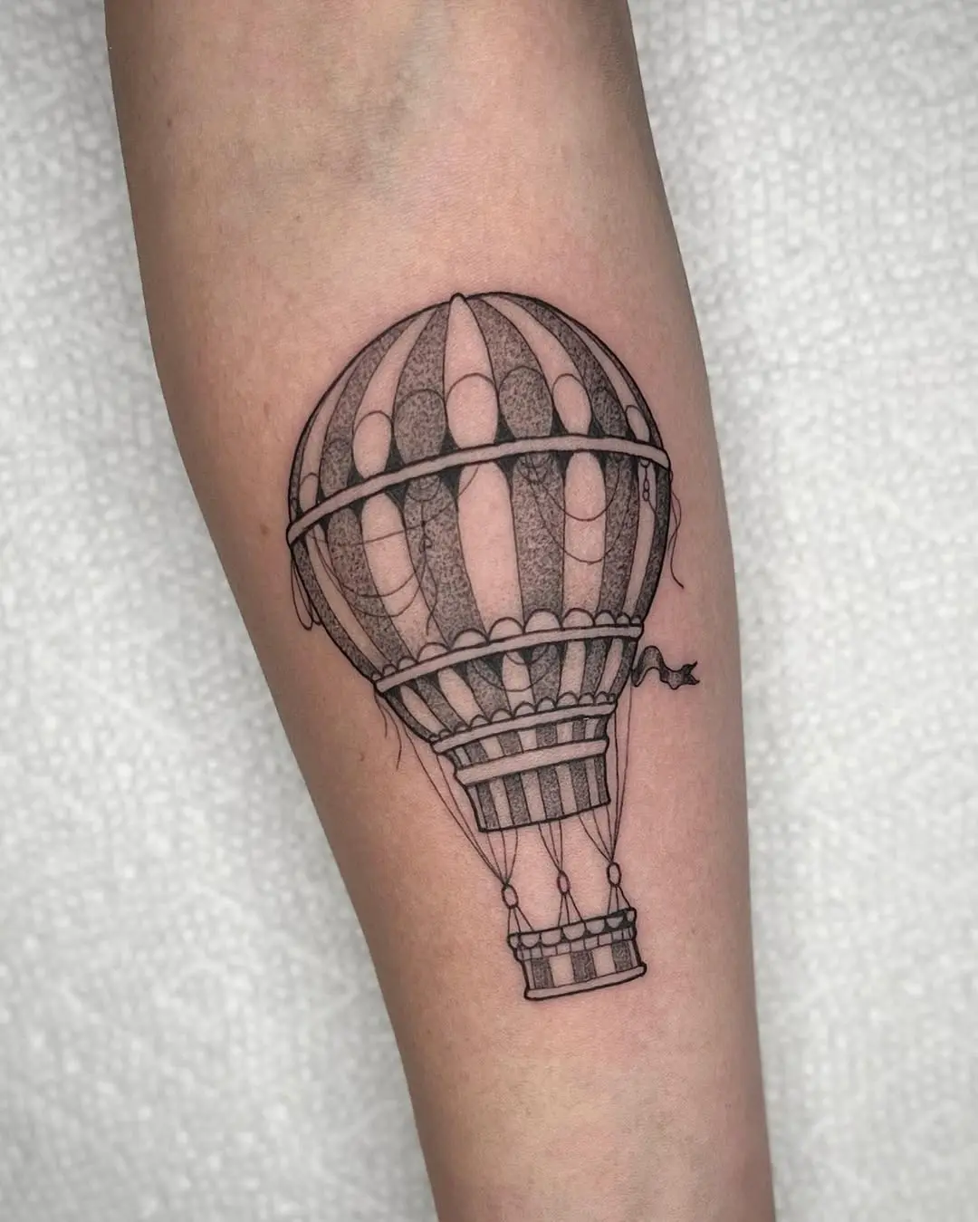 Stunning Minimalist Hot Air Balloon Tattoo