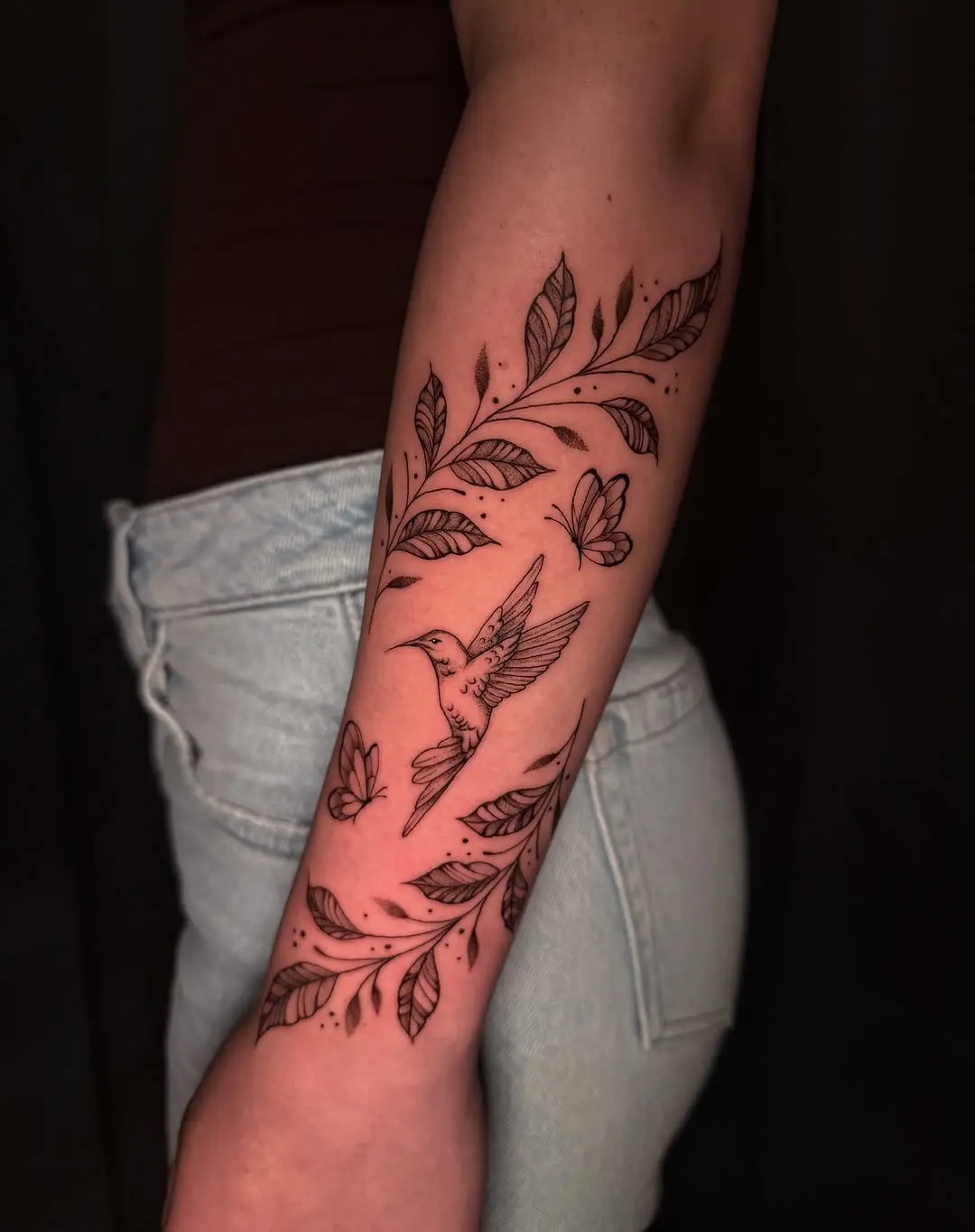 Elegant hummingbird surrounded by intricate vines