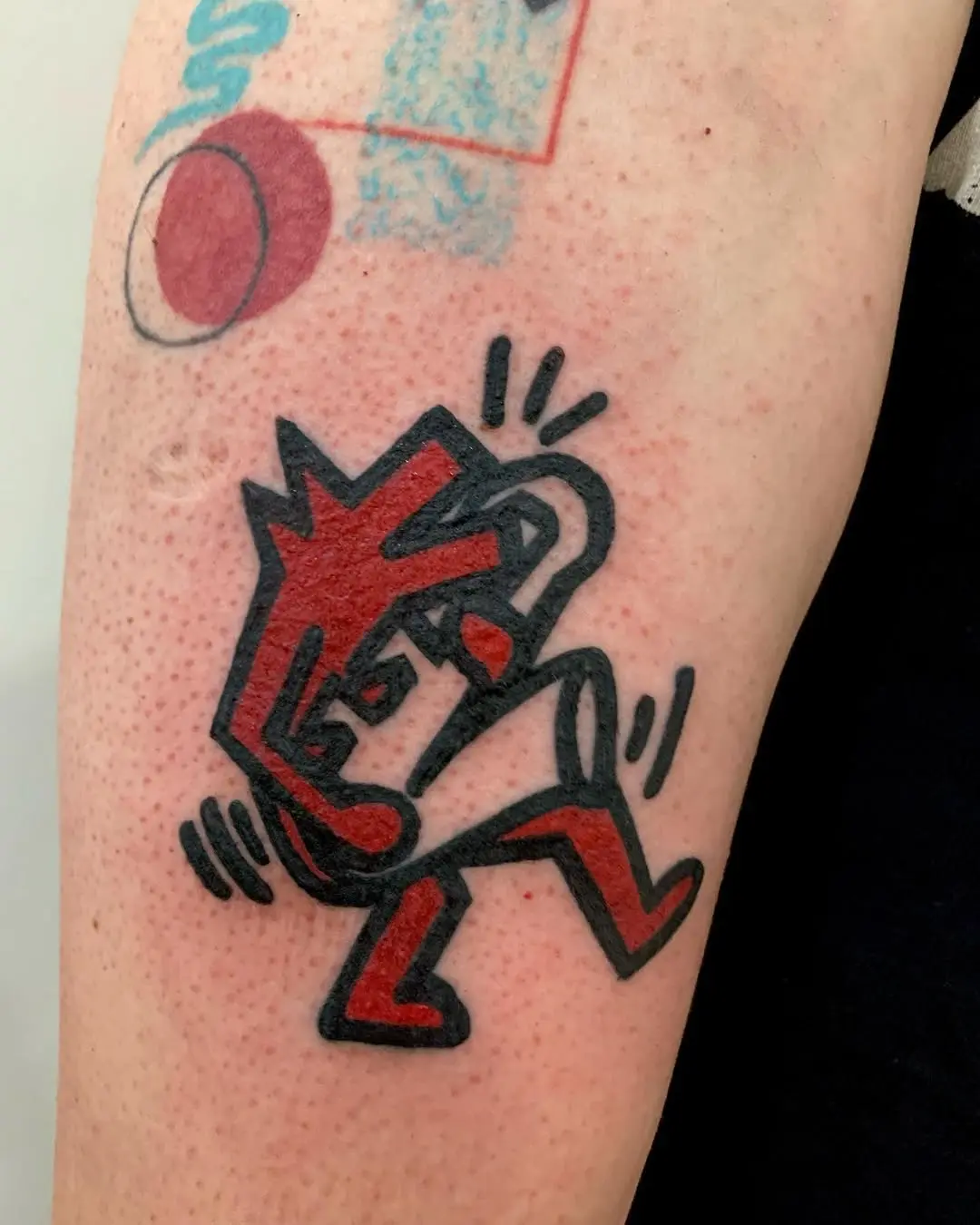 Dynamic jazz musician tattoo full of energy
