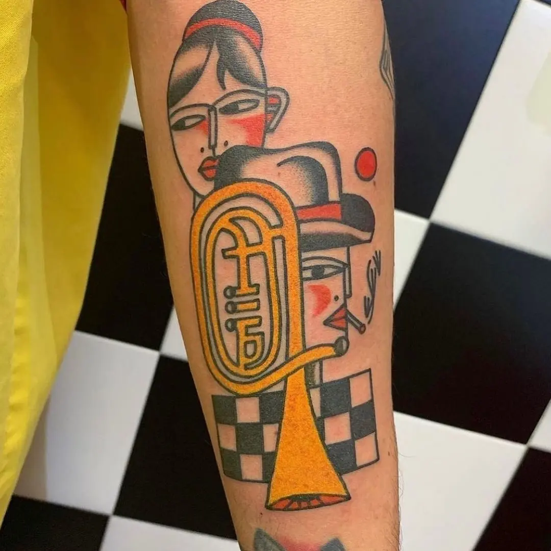 Unique Jazz Tattoo Blending Music and Art