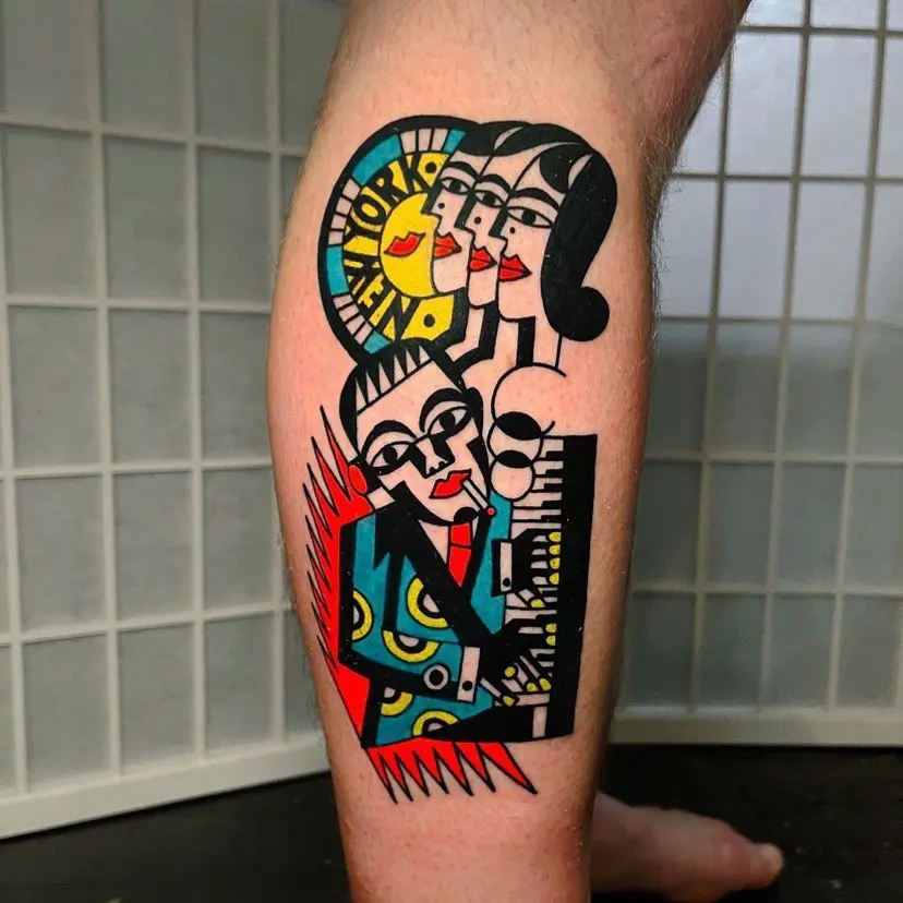 Artful Jazz-Inspired Tattoo Design Full of Color