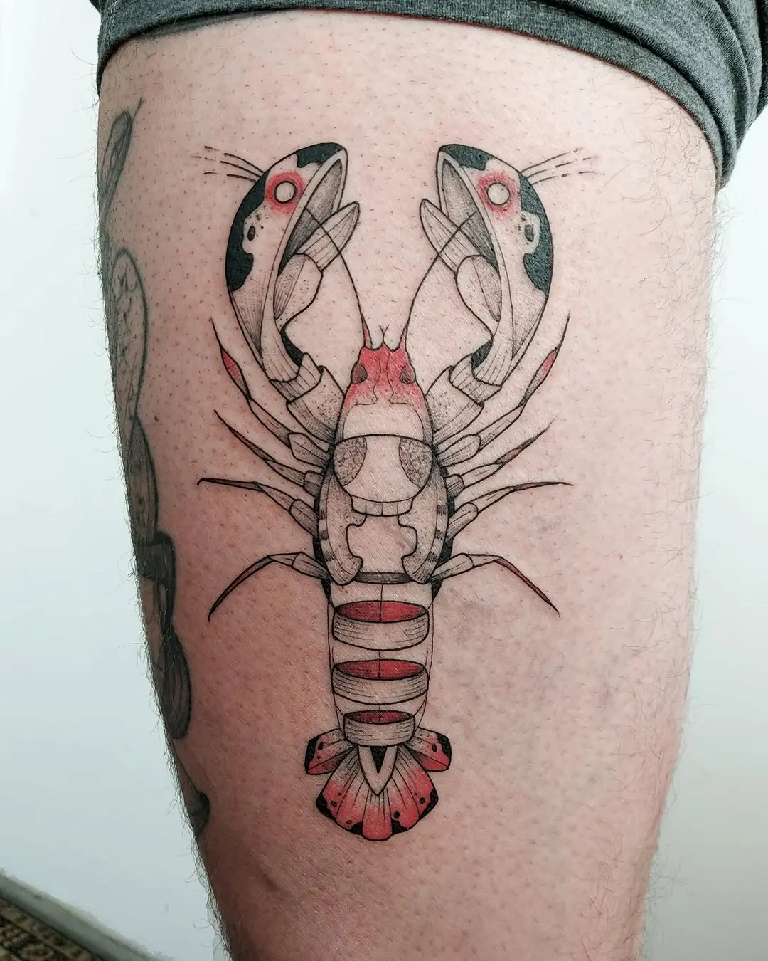 Stylish lobster tattoo with unique details