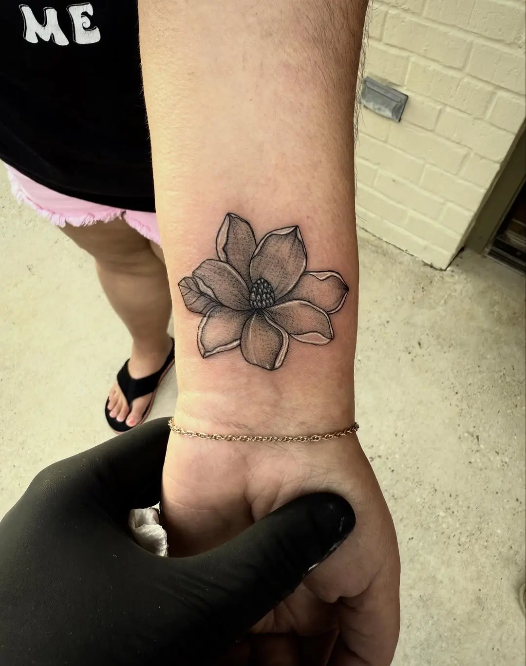Elegant Magnolia Tattoo on the Wrist