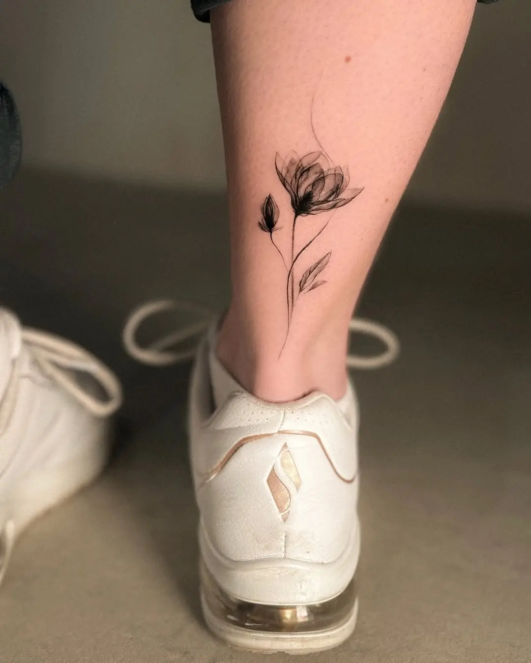 Delicate Magnolia Tattoo on Ankle