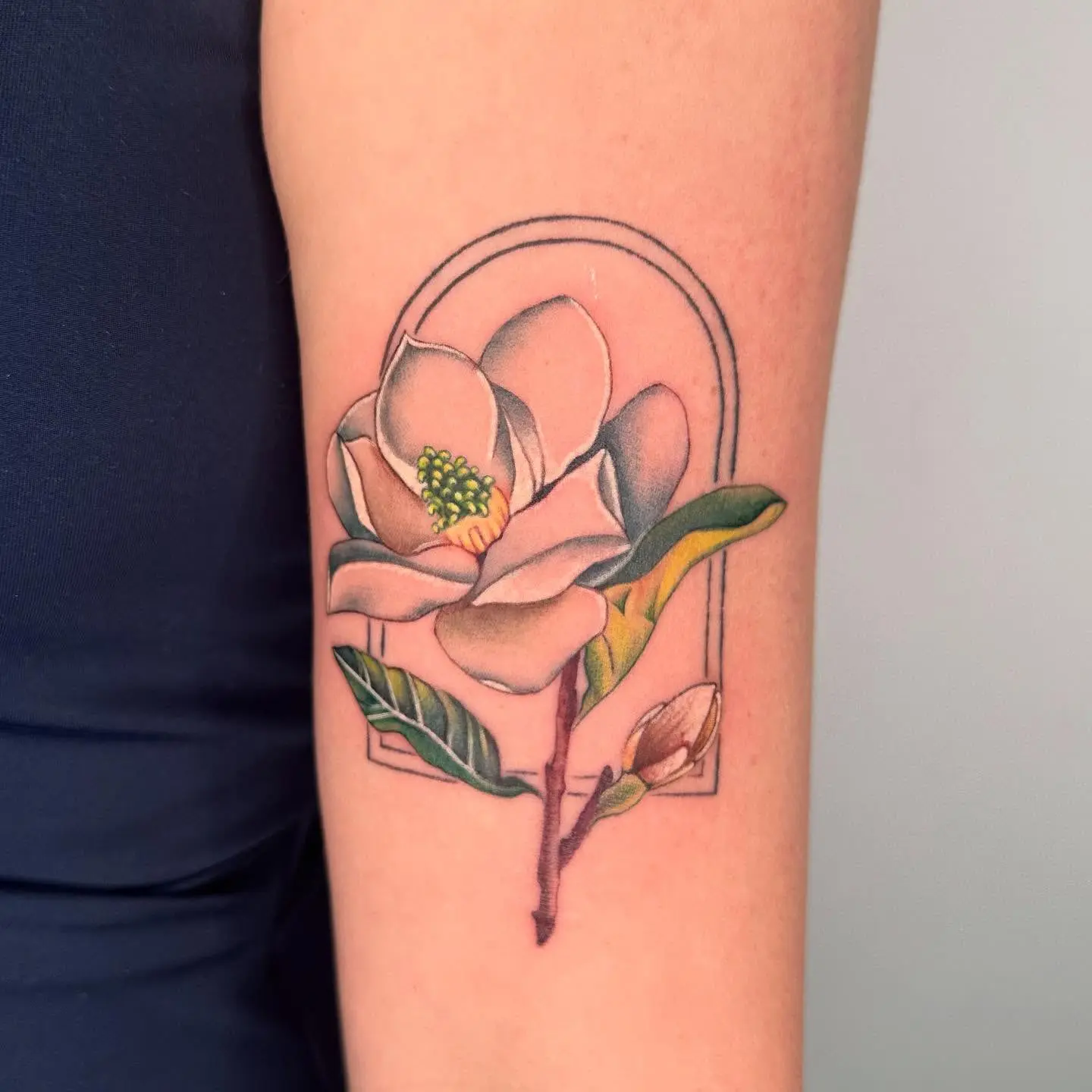 Beautiful magnolia tattoo with elegant details